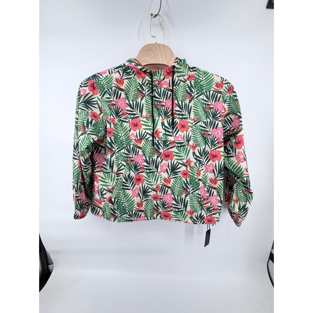 BLANKNYC Womens XL Tropical Floral Anorak Windbreaker Jacket Hooded Pullover NWT